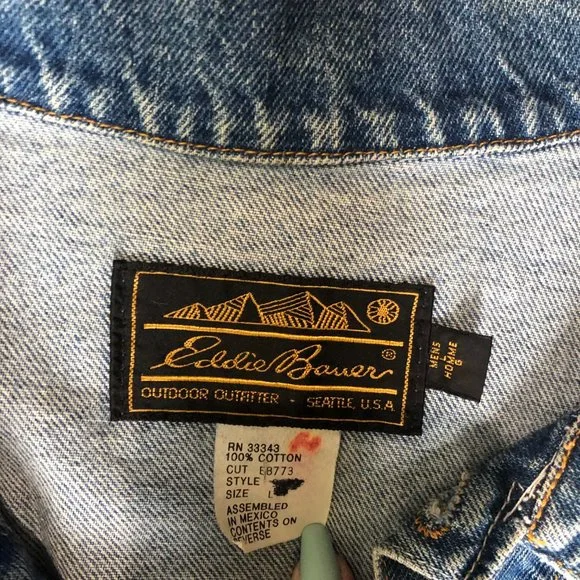 Eddie Bauer Vintage Denim Mens Jean Trucker Jacket - Picture 3 of 3